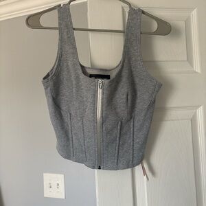 Gray Zip-Up Tank Top